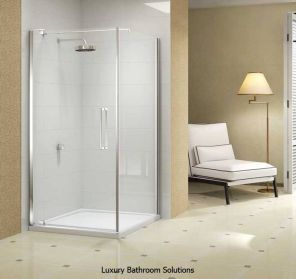 10 SERIES - Luxury Clear Glass Pivot Door with Side Panel Enclosure