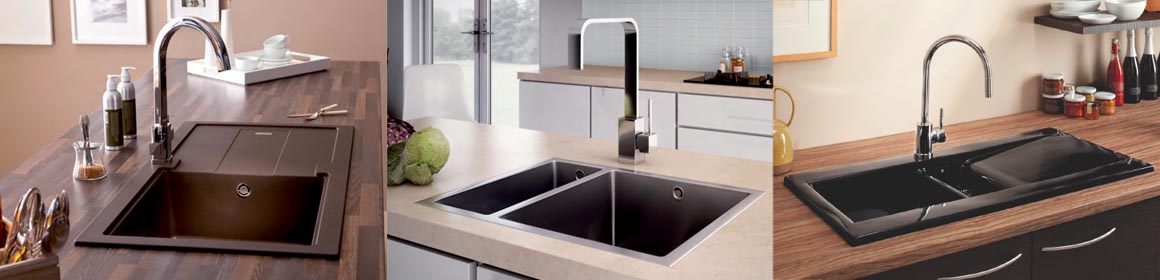 three Carron Phoenix sinks and Carron Phoenix taps